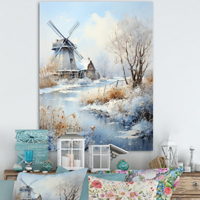 «Snowy Windmill Winter Landscape II - Windmills», art mural