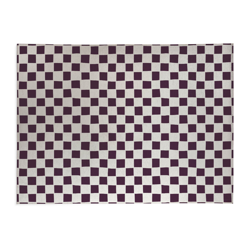 Tapis de cuisine à carreaux à profil bas, Rectangulaire 3 pi x 5 pi, Aubergine
