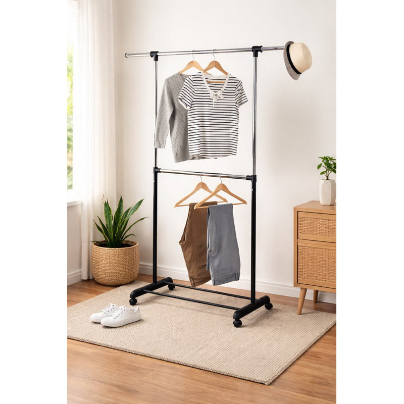 Adjustable Rolling Clothing Rack
