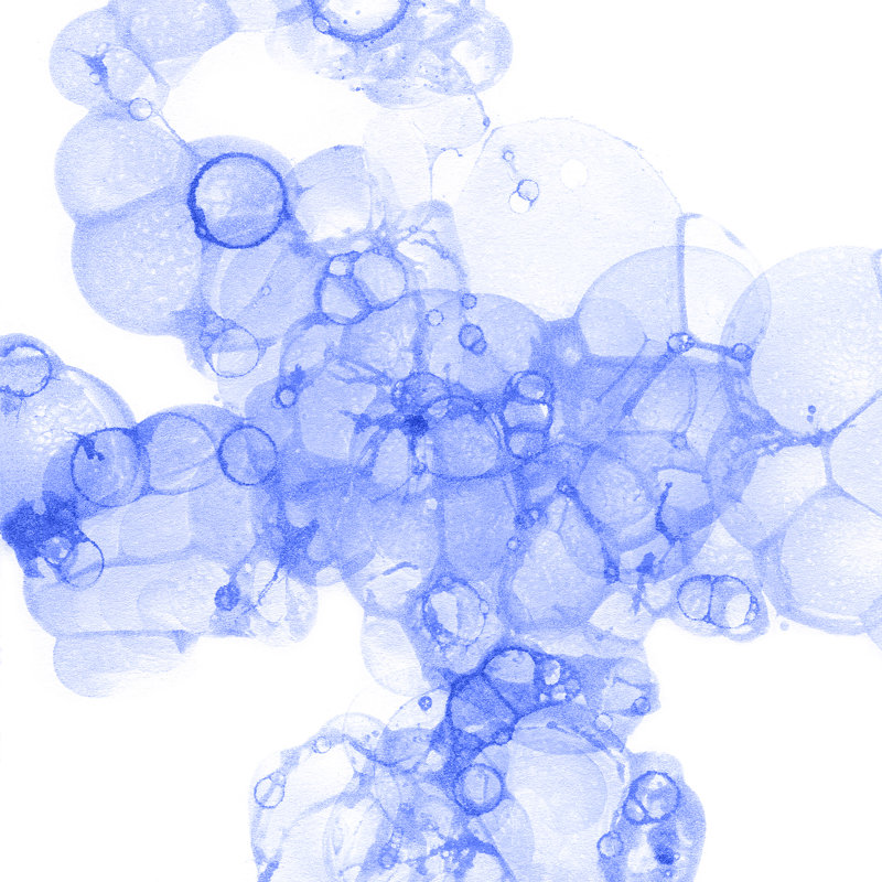 «Favio Bubble Square Blue III» sur toile par Kelsey Wilson, H 36 po x l 36 po x P 1,25 po