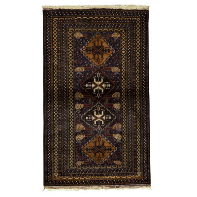 Hand-Knotted High-Quality Black and Beige Area Rug