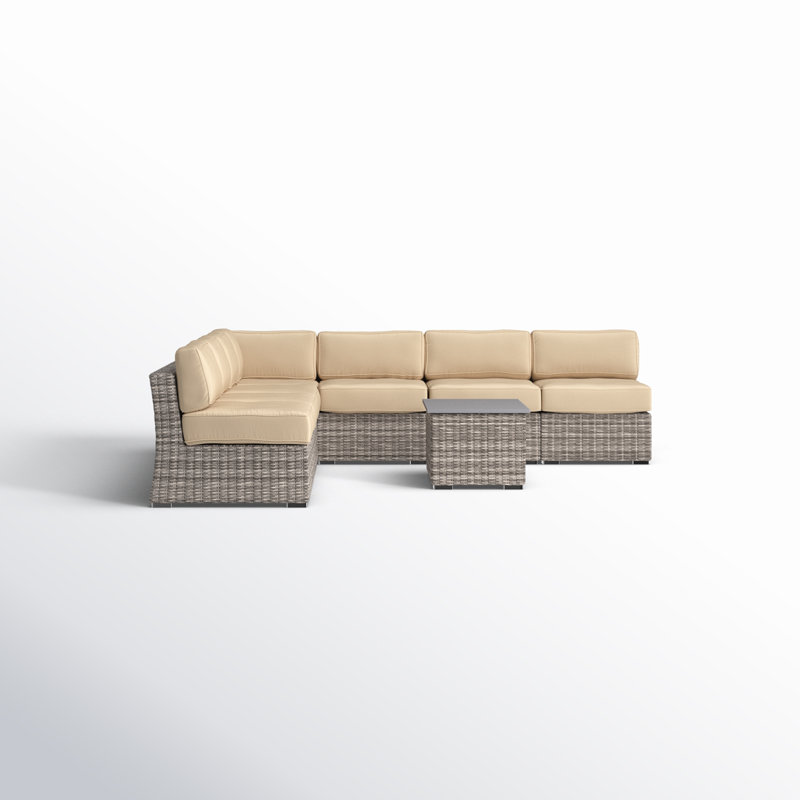 Ajahar Wicker Fully Assembled 6 - Person Seating Group with Sunbrella Cushions, Beige