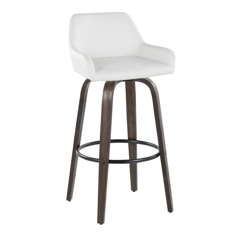 Contemporary Fixed-Height Barstool, White, Charcoal/Black