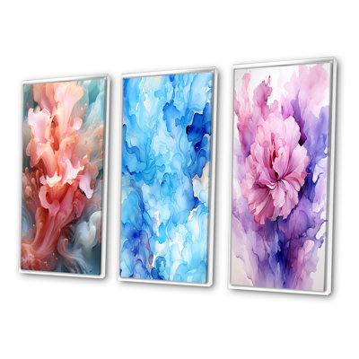 " Blue And Light Pink Abstract Playfulness " 3 - Pieces
