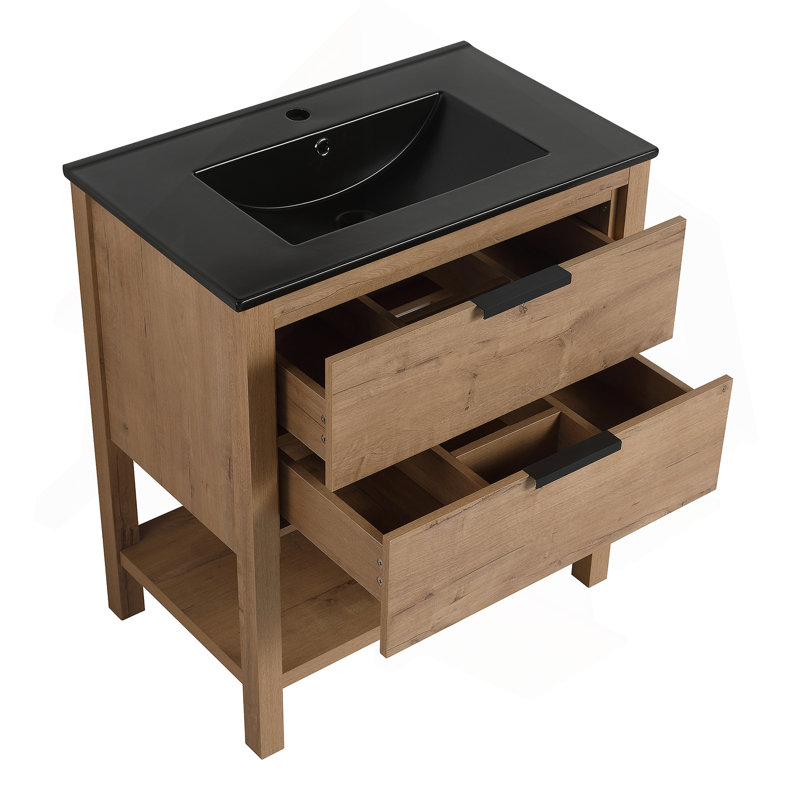Contreplaqué de meuble-lavabo 30 po avec 2 tiroirs (LPB01030IMO-BL9075BK)