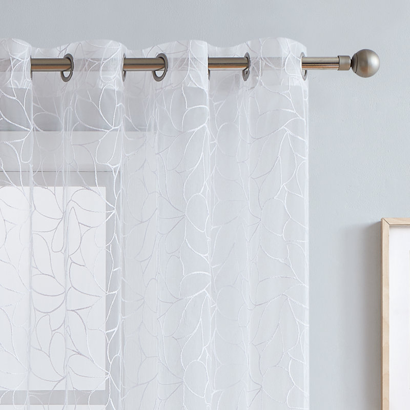 Sheer Curtain Pair, 54" W x 63" L, White