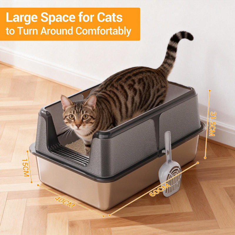 Stainless Steel Litter Box, Black