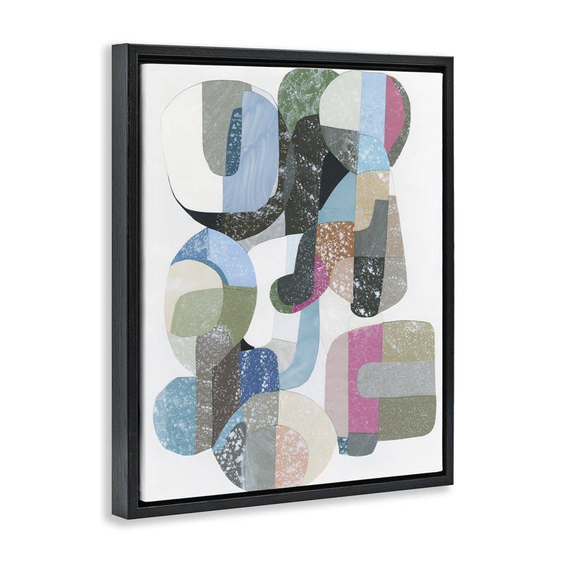 Cadre flottant aux formes pastel entrelacées, design par Coco Good, Cadre flottant noir de jais, H 31 po x l 25 po