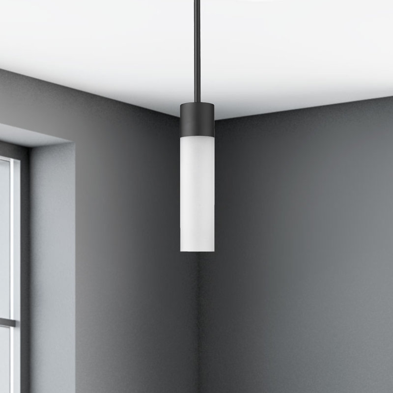 Luminaire suspendu cylindrique à 1 lumière Lamere, Noir mat