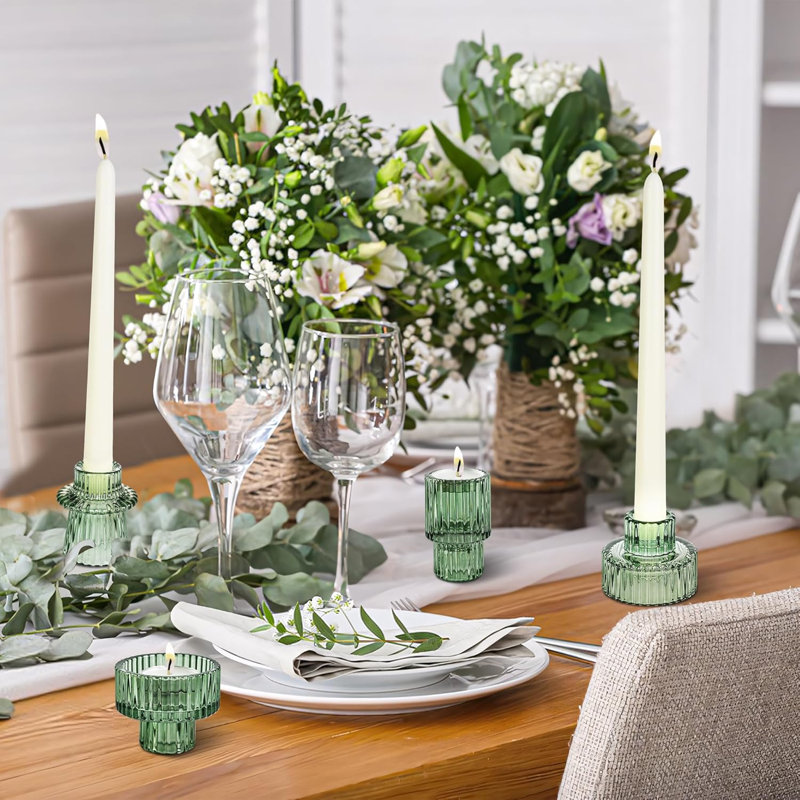 Bougeoirs en cristal vert