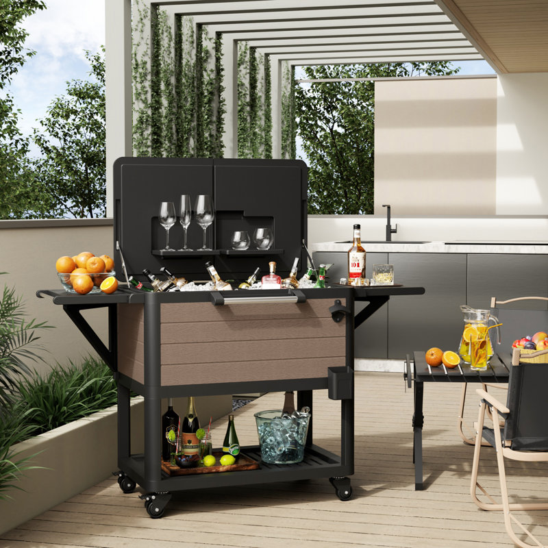 Glacière pour terrasse de 104 gallons, Noir / brun