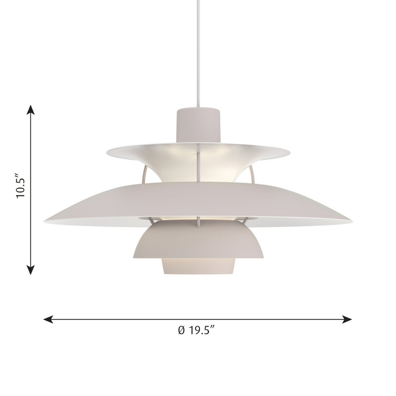 PH 5 1 - Light Pendant, Monochrome Oyster Gray, 10.5" H x 19.5" W x 19.5" D