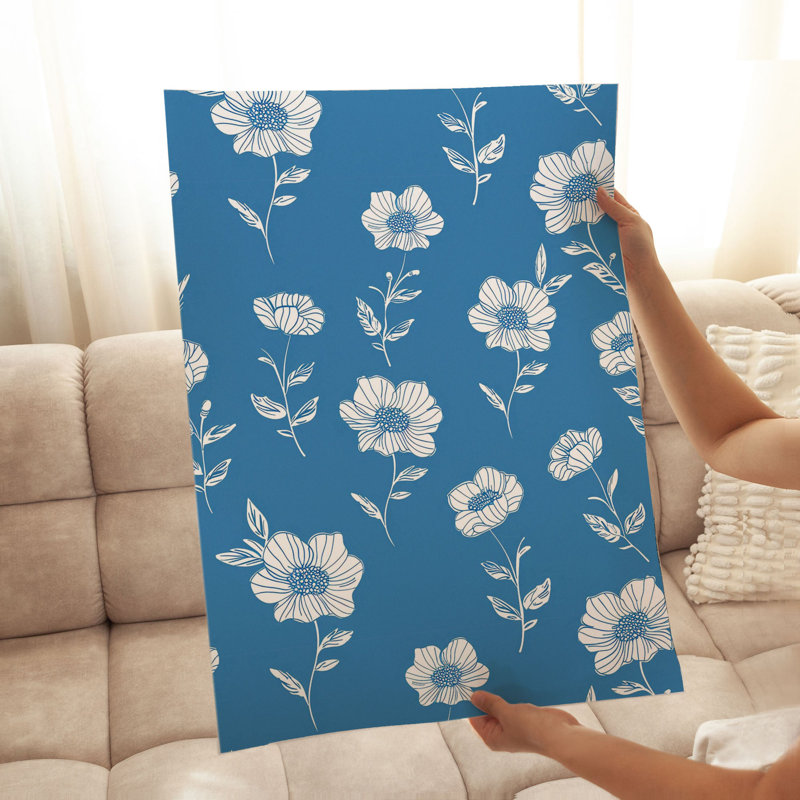 Motif floral de fleurs bleues II, H 36 po x l 24 po