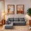 Canapé modulaire convertible polyvalent avec repose-pieds mobile, canapé modulaire 4 pièces avec coussins lombaires, idéal pour le salon, un appartement, un bureau et une chambre à coucher-1882236262