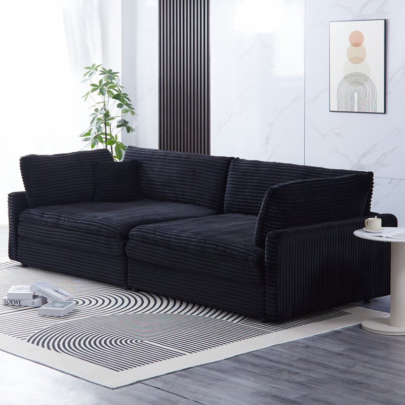Causeuse avec deux coussins décoratifs pour le salon, Noir