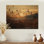 Champ avec coucher de soleil - Paysage chalet, art mural sur bois de pin naturel