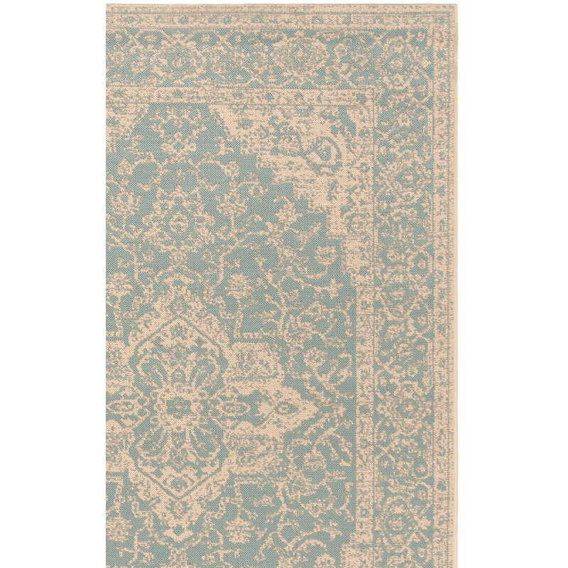 Danya Oriental Aqua/Cream Indoor/Outdoor Area Rug, Rectangle 5'3" x 7'6"
