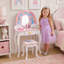  Teamson Kids Little Dreamer Rainbow Unicorn 2-pc. Wooden Vanity Table & Stool Set with Mirror and Storage Drawers