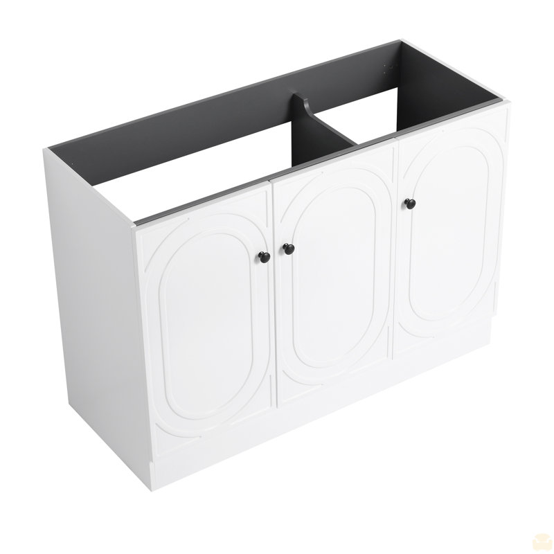 Meuble-lavabo autoportant 48 po et 3 portes d'armoire à fermeture en douceur (emballage KD) - sans le lavabo