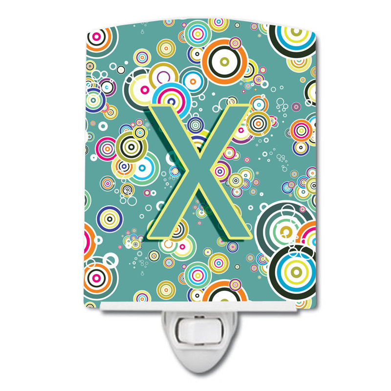Circle Initial Alphabet Ceramic Night Light, X