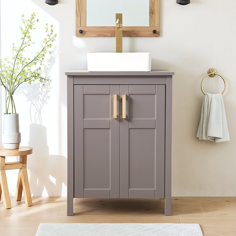 Meuble-lavabo vasque 24 po, Gris, Blanc