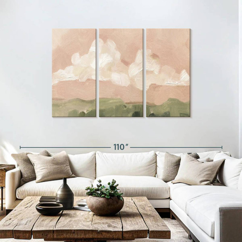 Avery, brume rose, coucher de soleil I, H 48 po x l 74 po