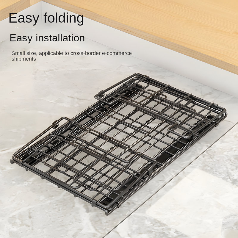Pull-Out Slide-Out Cabinet Organizer With Foldable Design For Kitchen Storage And Spice Rack
