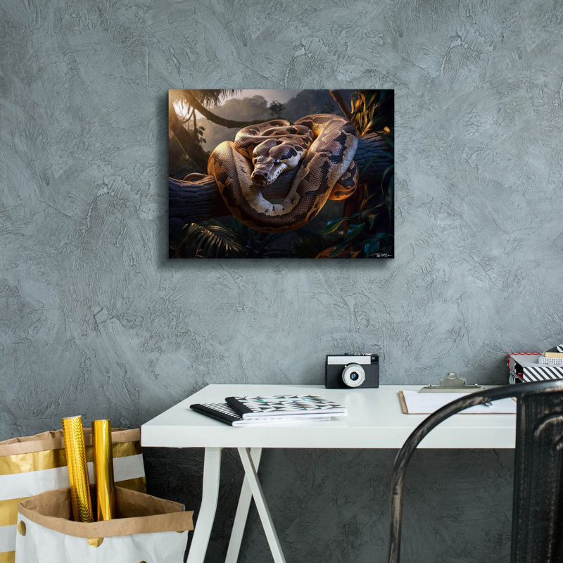 Epic Graffiti 'Python In The Jungle' by Momart Canvas Wall Art, 12" H x 16" W x 0.75" D