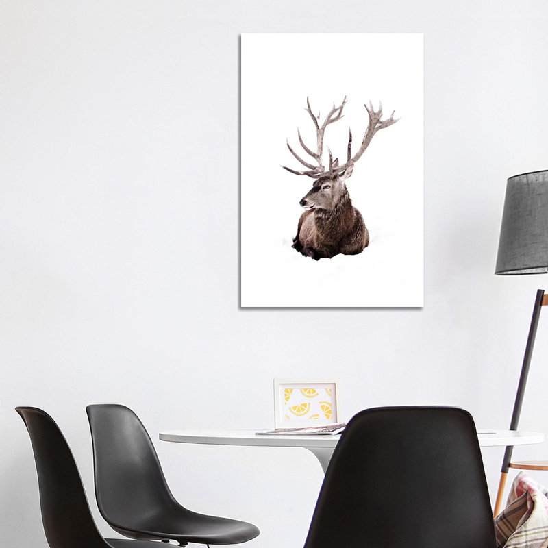 Stag in Snow II 1 Piece Wrapped Canvas Wall Art, 101.6 cm H x 66.04 cm W x 1.91 cm D