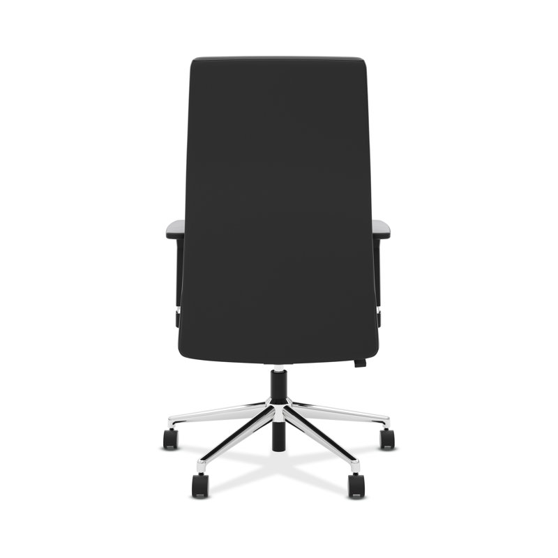 Black High-Back Leather Swivel Office Chair with Adjustable Arms