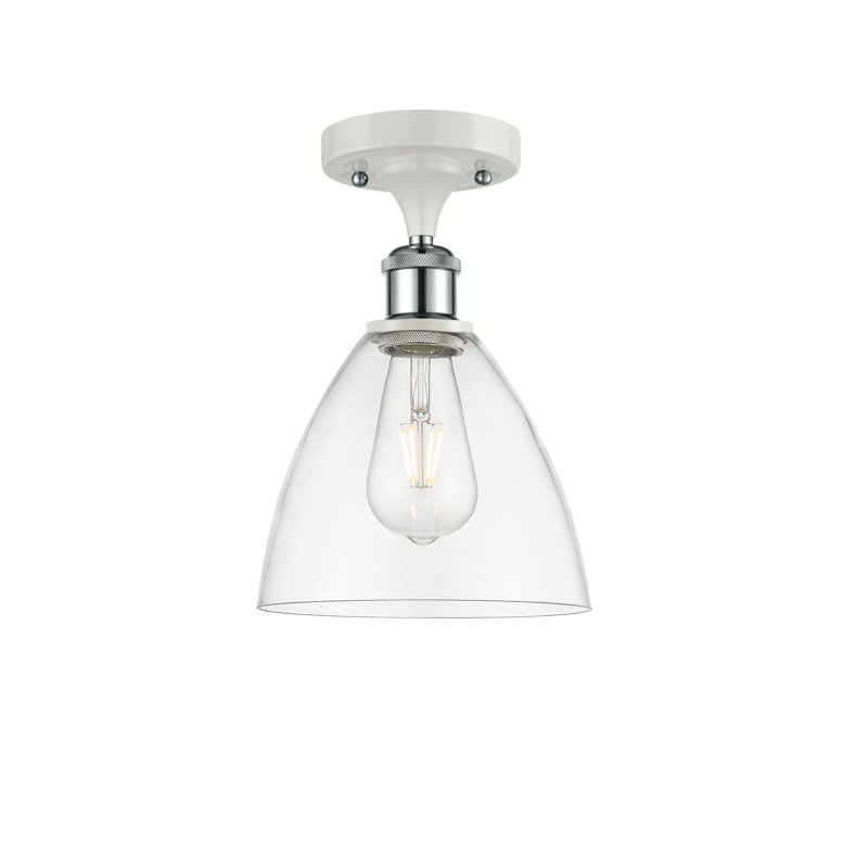 Plafonnier semi-encastré 1 lumière Germinia, Transparent, H 11,25 po x l 7,5 po x P 7,5 po, Blanc / chrome poli