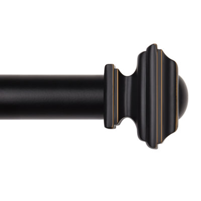 Tringle à draperie simple de 1 pouce Cianah, faiteaux carrés rétro, noir