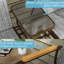 Banc de patio coulissant avec siège imperméable et enduit gris