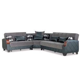 Primenest Adaline Collection Upholstered Convertible Sectional With Storage