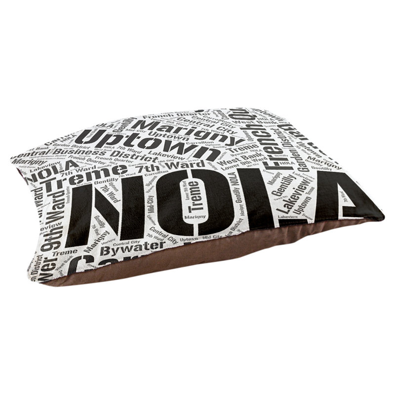 Coussin de chien « districts », Très grand (H 17 po x l 50 po x P 40 po), Noir, Nouvelle-Orléans