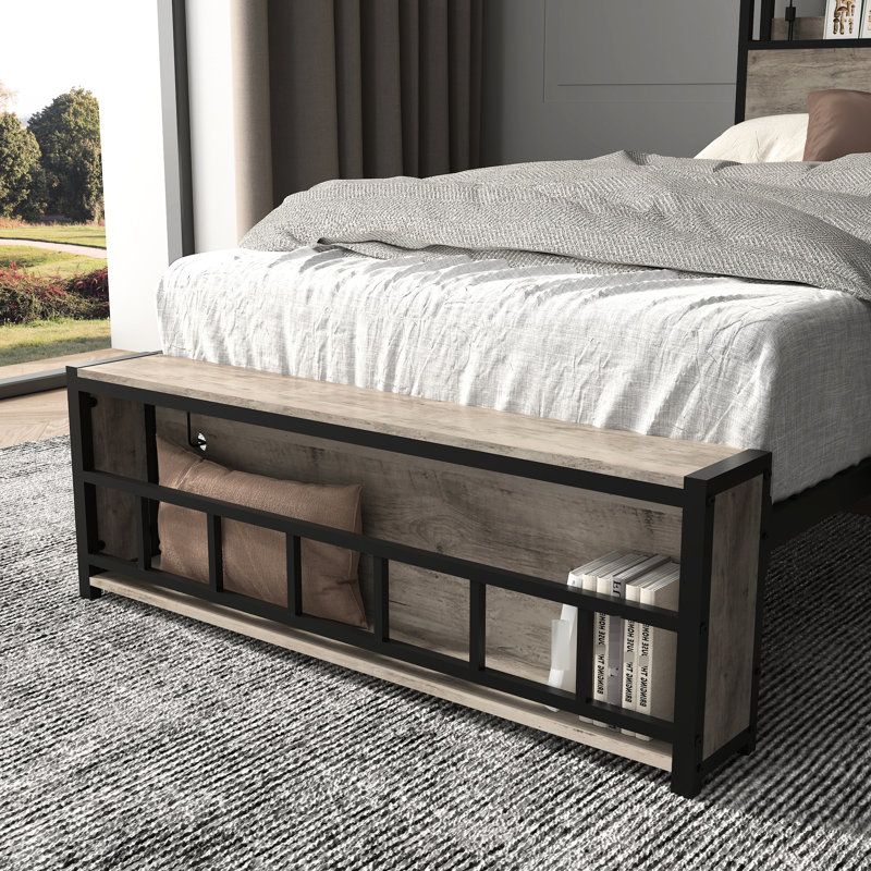 Bed Frames, Headboard And Charging Station & LED Light For Bedroom, Solid And Stable, Noise Free, No Box Spring Needed, Easy Assembly