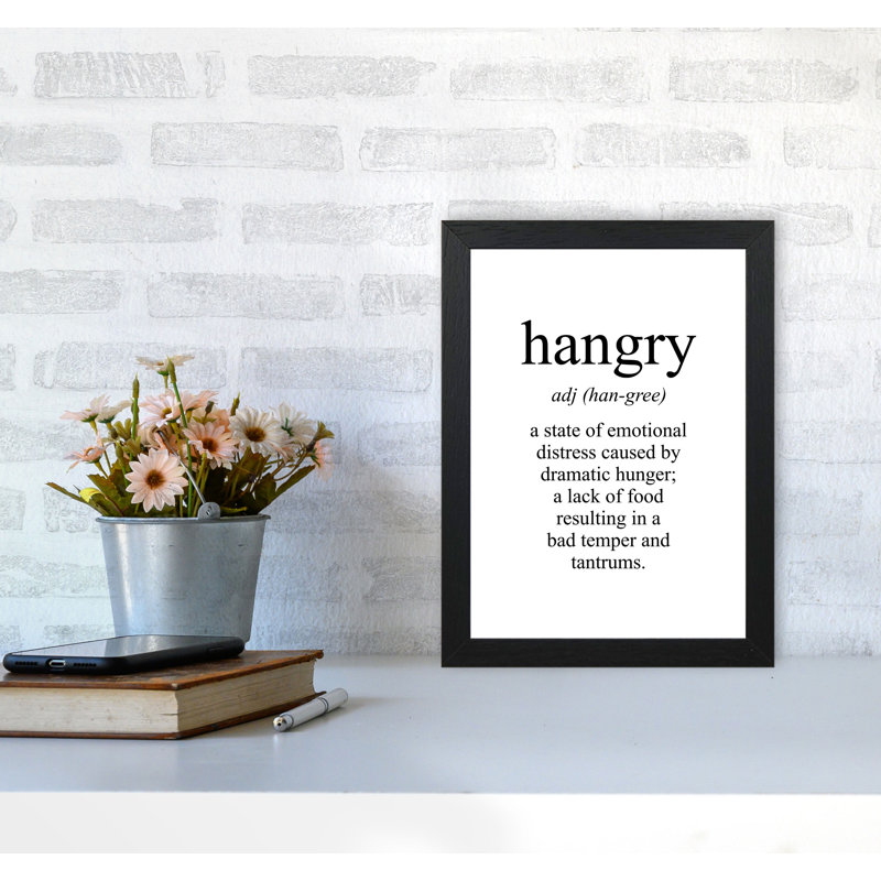 Hangry - Single Picture Frame Print, 42 cm H x 30 cm W x 5 cm D, Black Grain Frame