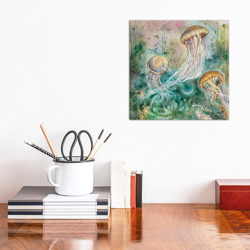 Jellyfish by Stephanie Law - Wrapped Canvas Painting, 30.48 cm H x 30.48 cm W