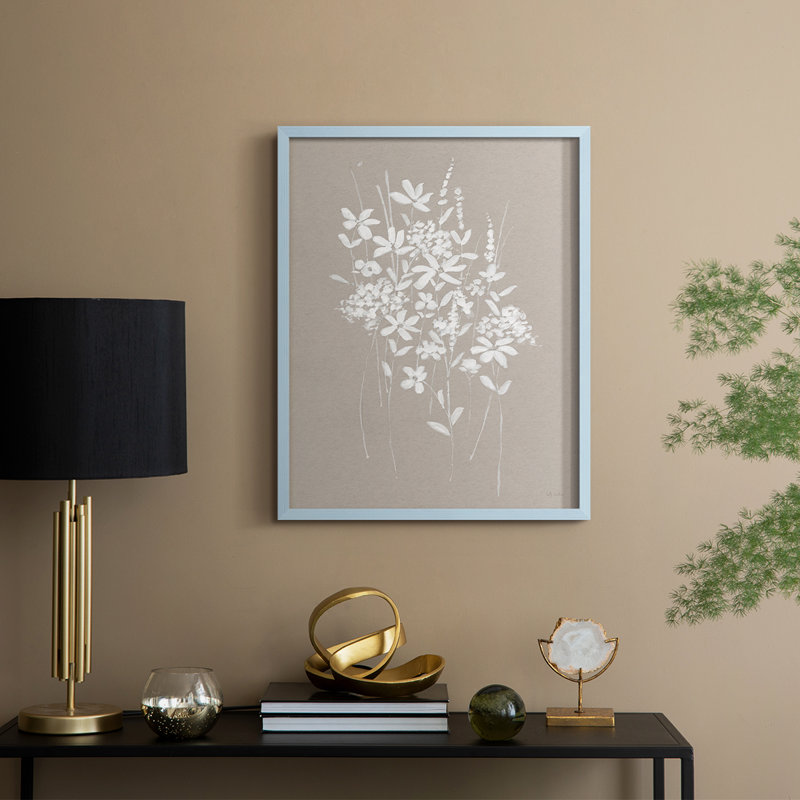 «Delicate Botanicals I», reproduction encadrée - bois massif, H 21 po x l 17 po, Bleu