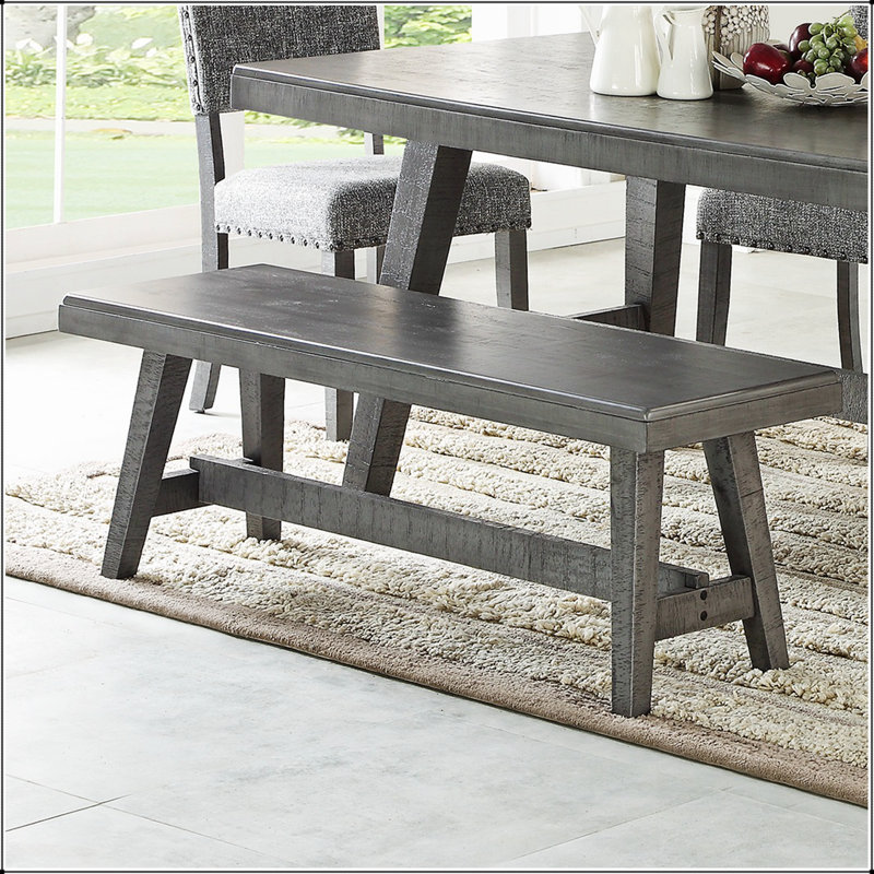 Contemporary Style 1Pc Dining Bench Grey Color Wooden Seat Dining Room Bench
