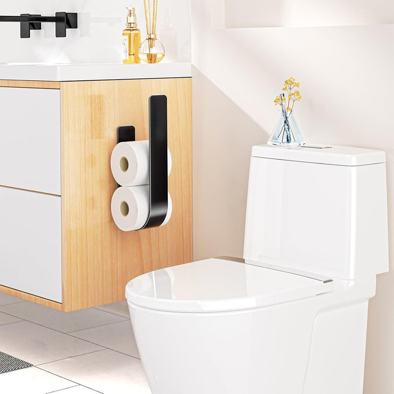 Porte-papier hygiénique mural - Organisateur de salle de bain en métal noir, peut contenir 3 rouleaux, conception compacte, paquet de 1