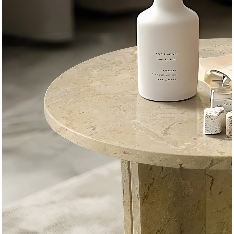 Table basse, petite table, table de salon en marbre naturel Glod Beige Natural, Beige
