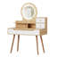 Bureau de maquillage avec 3 miroirs lumineux réglables et pieds de table en bois massif
