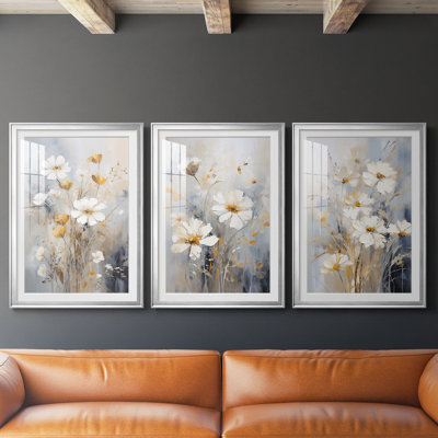 FLORAL Series CCCXX  -Custom Framed  Premium Print W Matt - 3 Pieces