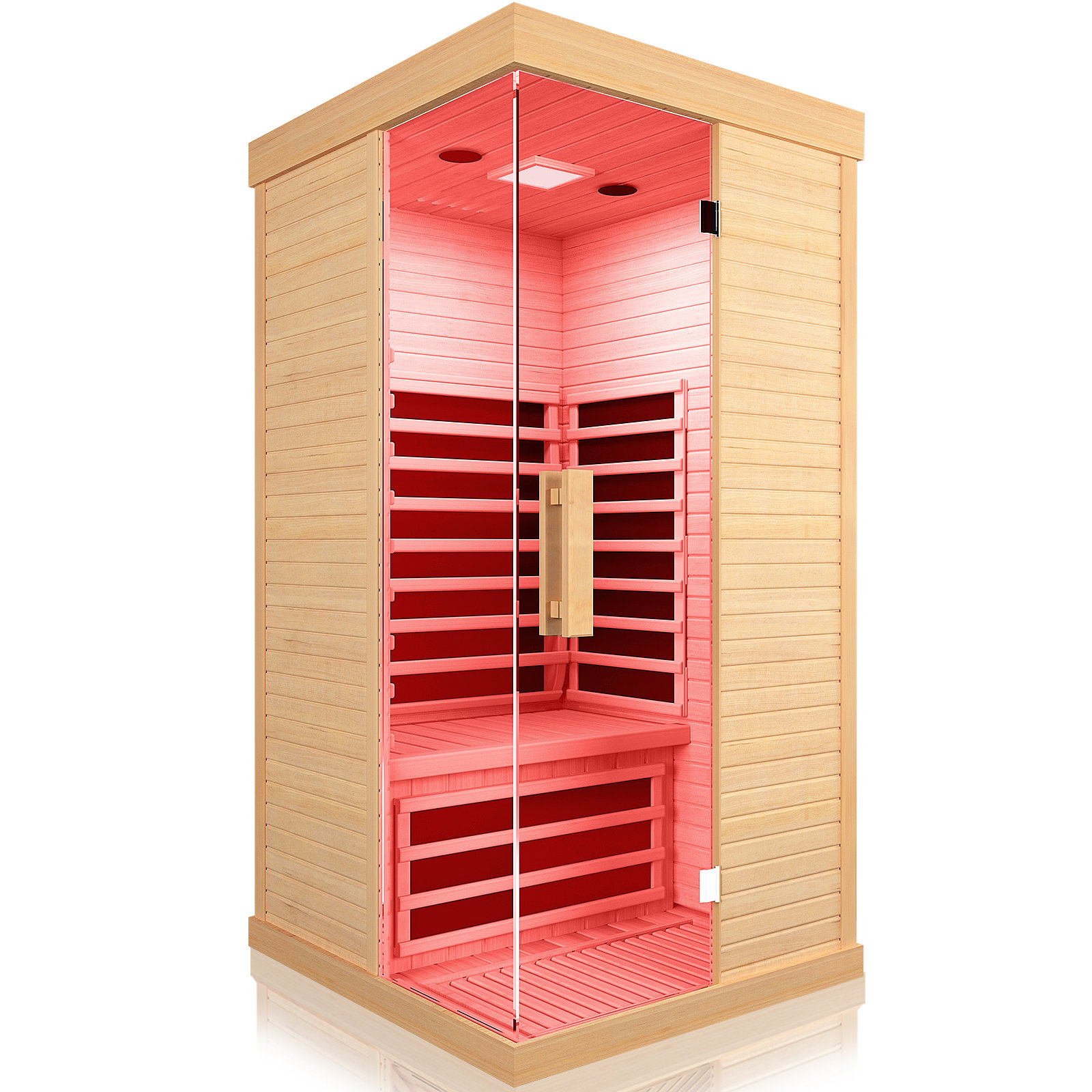HOSAUNA Sauna Far Infrared Saunas Hemlock 1400W LowEMF 7 Color Therapy