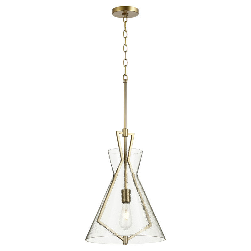 Luminaire suspendu conique à 1 lumière Oakhaven, Laiton vieilli