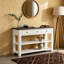 Console en bois de pin massif 48 po, table d'appoint moderne avec 3 tiroirs de rangement et 2 tablettes. Facile à assembler-1625354424