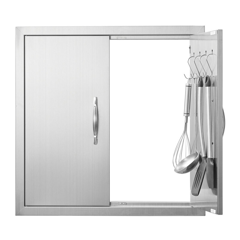 Armoire de cuisine d'extérieur encastrée à double paroi 24 po x 24 po en acier inoxydable avec crochets et poignées