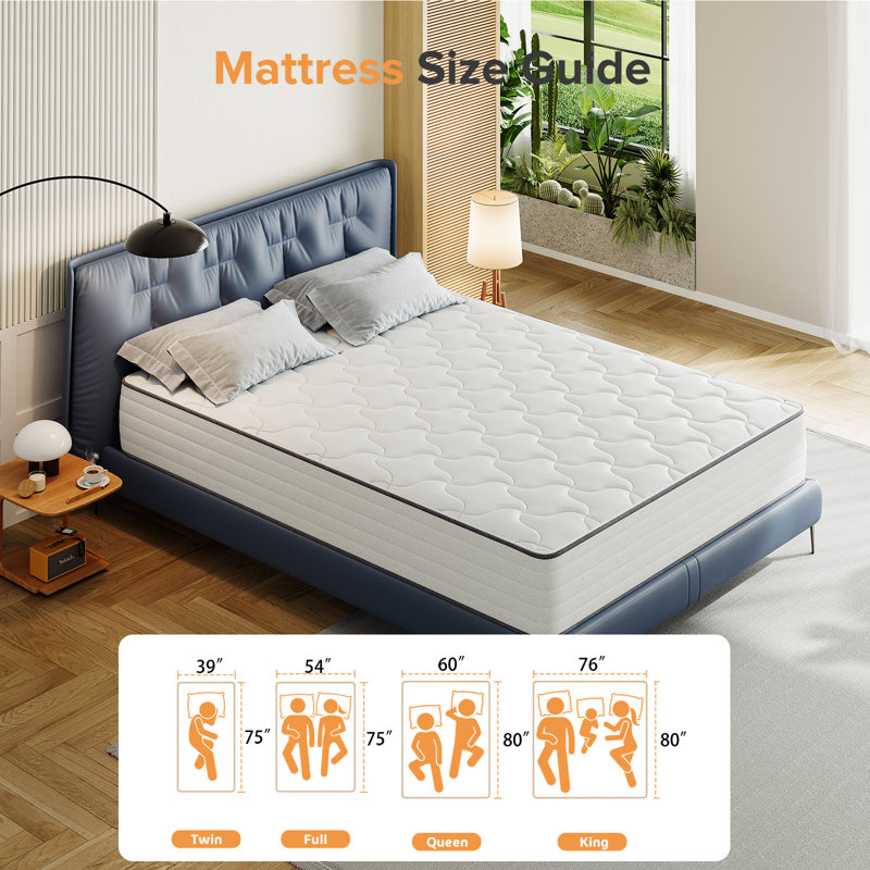 Carlena 8"/12" Medium Gel Memory Foam Hybrid Mattresses, Queen, 12" 