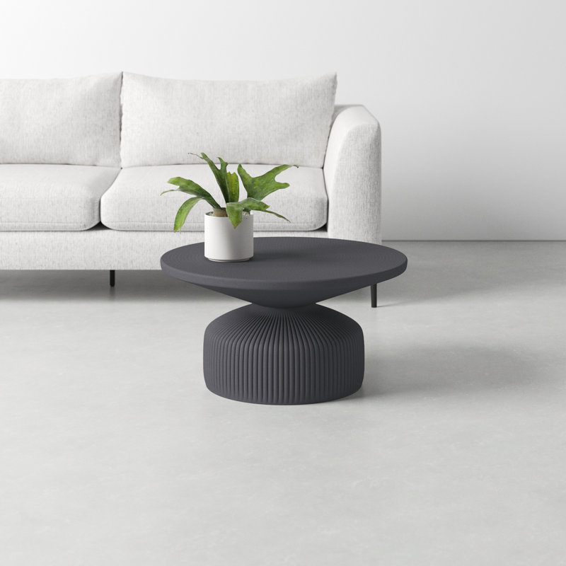 Matte Black Aluminum Round Pedestal Coffee Table